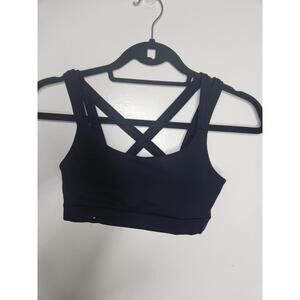 Aero Sports Bra Womens Small Black Strappy Back Crop Top Activewear Yoga Gym